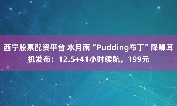 西宁股票配资平台 水月雨“Pudding布丁”降噪耳机发布:12.5+41小时续航,199元